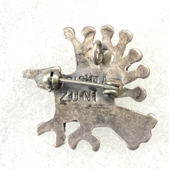 Zuni Eagle Brooch & Pendant w/ Abalone, Sterling and Turquoise - Picture 2 of 2